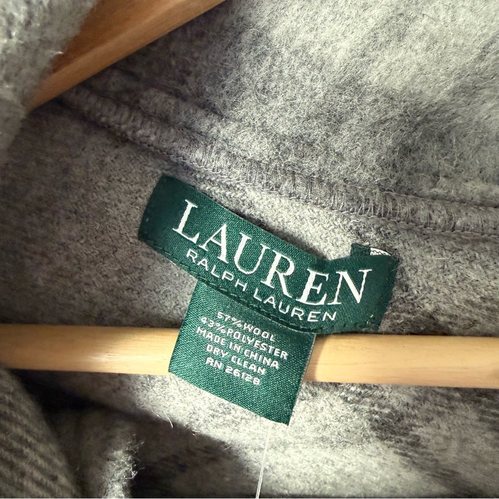 Lauren Ralph Lauren Charcoal Plaid Wool Women's Cape - Picture 5 of 6